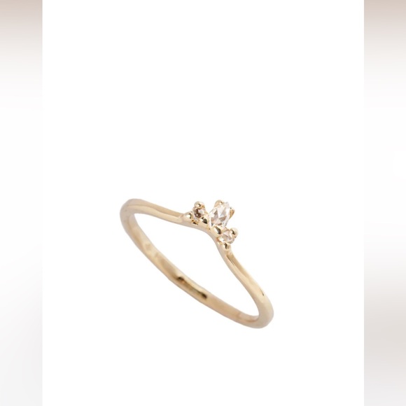 Laurie Fleming rose cut pear diamond Aika ring. 14k yellow gold. Size 7.5 - Picture 8 of 9